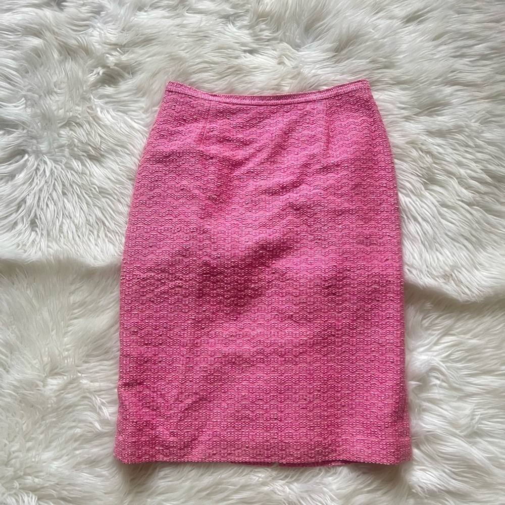 Doncaster Pink Tweed Pencil Skirt 77% Silk Size 6